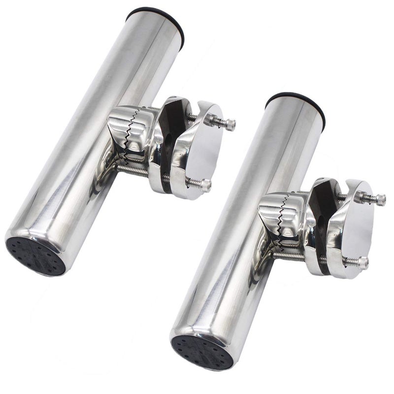 X-Haibei 2 Pcs Rail Clamp On Fishing Rod Holder for Boat Stainless Steel Clamp Fittings Rail 1-1/4 to 2 inch - Image 1